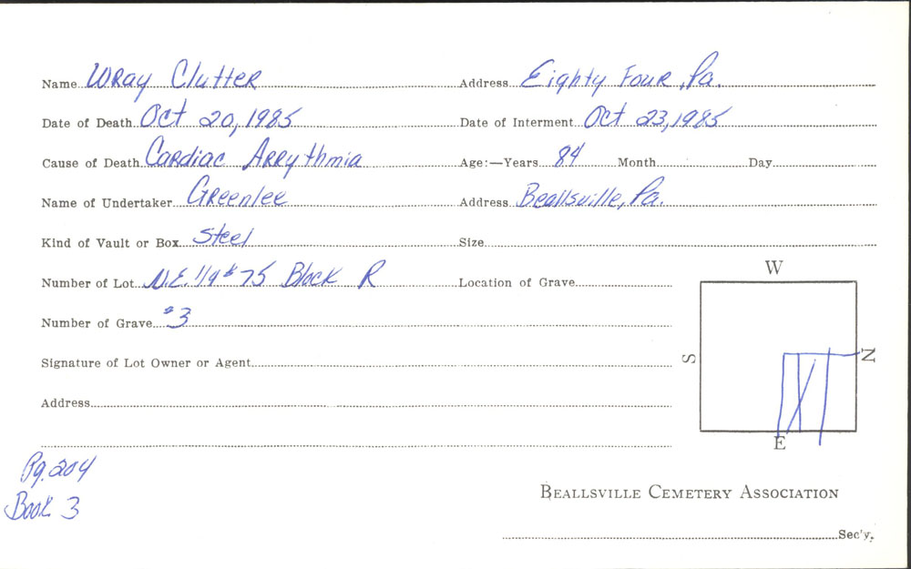 burial card